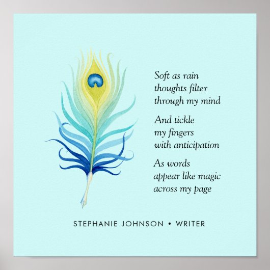 作家やる気を起こさせるのための詩ピーコッククイルペン ポスター (正面)