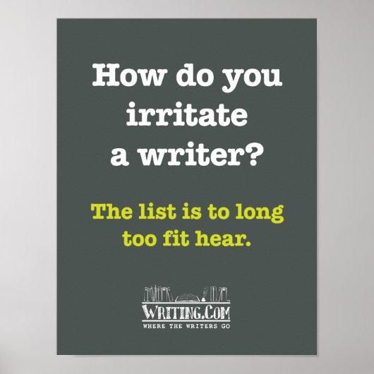 作家をイライラさせる。 ポスター (正面)