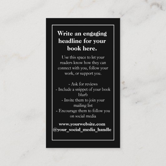 作家カスタムブックカバー宣伝用名刺 名刺 (裏面)