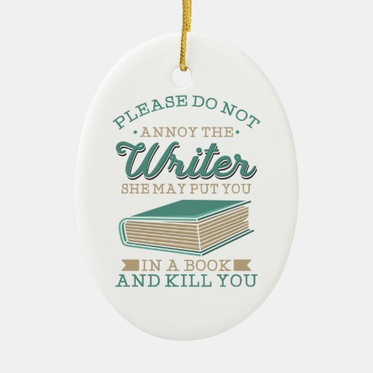 作家ギャグは作家に迷惑を掛けない セラミックオーナメント (正面)