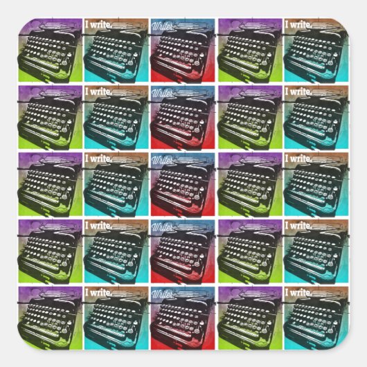 作家クールとポップ・アートの作家のためのタイプライター芸術 スクエアシール (正面)