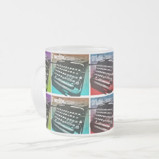 作家クールとポップ・アートの作家のためのタイプライター芸術 フロストグラスマグカップ (正面左)