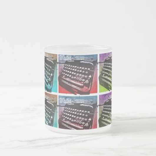 作家クールとポップ・アートの作家のためのタイプライター芸術 フロストグラスマグカップ (中央)