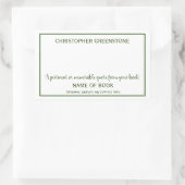 作家シグネチャーグリーン蔵書票 長方形シール (バッグ)