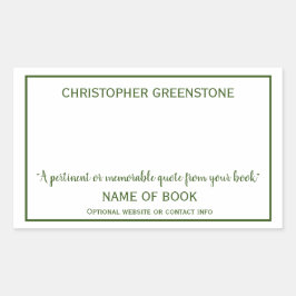 作家シグネチャーグリーン蔵書票 長方形シール