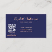 作家ネイビーブルーバラ金ゴールドQRコード 名刺 (裏面)