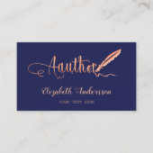 作家ネイビーブルーバラ金ゴールドQRコード 名刺 (正面)