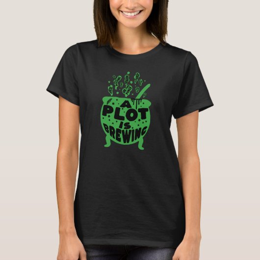 作家ハロウィーンAプロットは醸造 Tシャツ (正面)