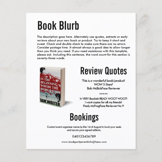 作家ブックの署名とブックプロモーションブックの起動 チラシ (裏面)