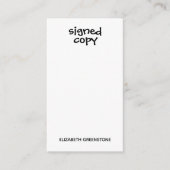 作家プロモーション署名済みコピーブックマーク エンクロージャーカード (正面)