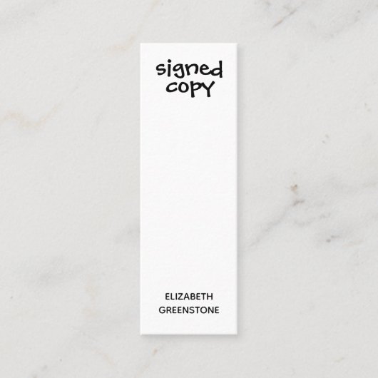 作家プロモーション署名済みコピーミニブックマークカード スキニー名刺 (正面)