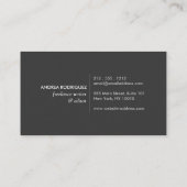 作家モダンとライター用のレターフォームロゴ 名刺 (裏面)