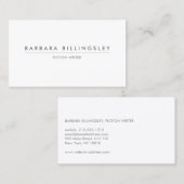 作家モダン・ライター向けホワイトビジネスカード 名刺 (正面/裏面)