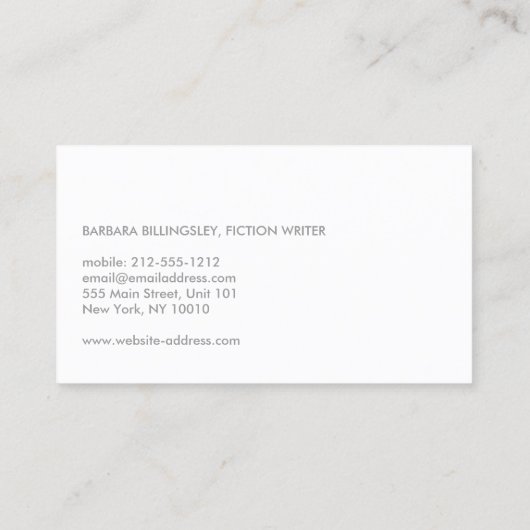 作家モダン・ライター向けホワイトビジネスカード 名刺 (裏面)