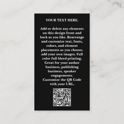 作家ライタースピーカーブックプロモーションQRコードブラック 名刺 (裏面)