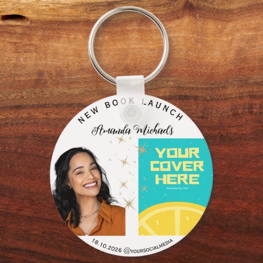 作家ライターブックの起動の署名ミーティングのメモ帳 キーホルダー (正面)