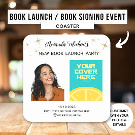 作家ライターブックの起動パーティーへようこそ スクエアペーパーコースター