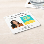 作家ライターブックの起動パーティーへようこそ スクエアペーパーコースター (アングル)