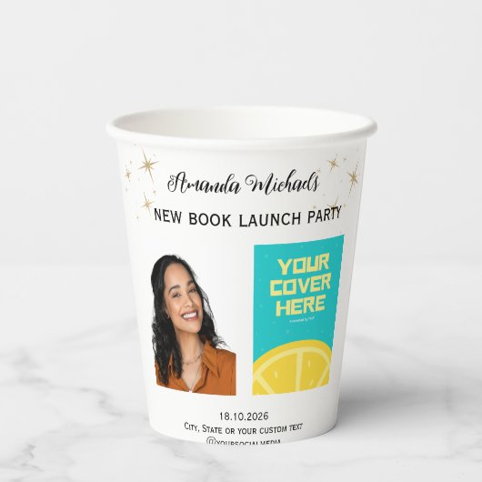 作家ライターブックの起動パーティーへようこそ 紙コップ (裏面)