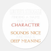 作家ライターブックキャラクター名ギフトおもしろいズ ラウンドシール (正面)