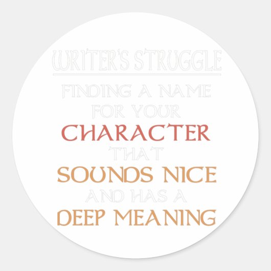 作家ライターブックキャラクター名ギフトおもしろいズ ラウンドシール (正面)