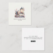 作家ライター居心地の良いキャンドルライトと本 スクエア名刺 (正面/裏面)