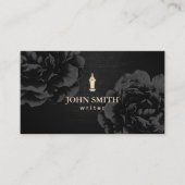 作家ライタ金ゴールドペンNibブラックエレガントフローラ 名刺 (正面)