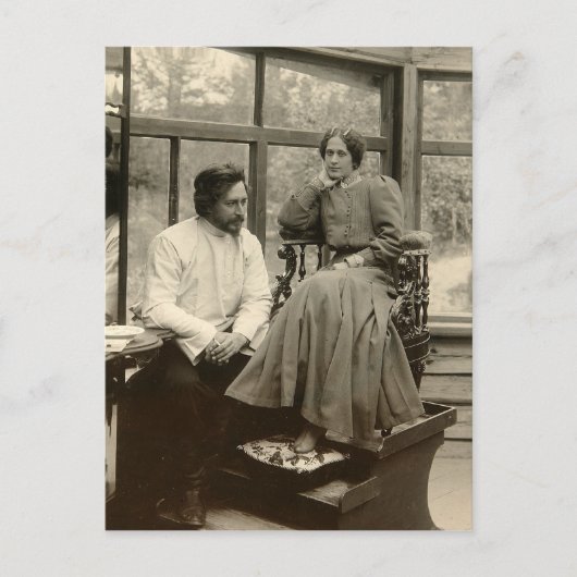 作家レオニド・アンドレエフは妻と共に ポストカード (正面)