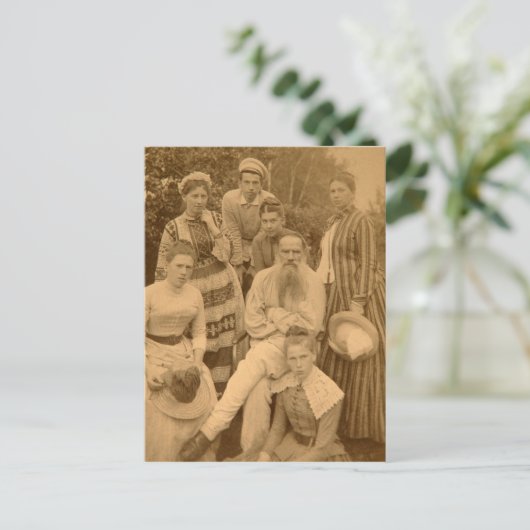 作家レオ・トルストイと家族 ポストカード (スタンド正面)