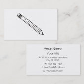 作家レポーターの鉛筆のスケッチのおもしろいのユニークな線画 名刺 (正面/裏面)