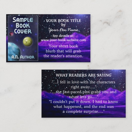 作家作家ブックプロモーション宇宙サイエンスフィクション 名刺 (正面/裏面)