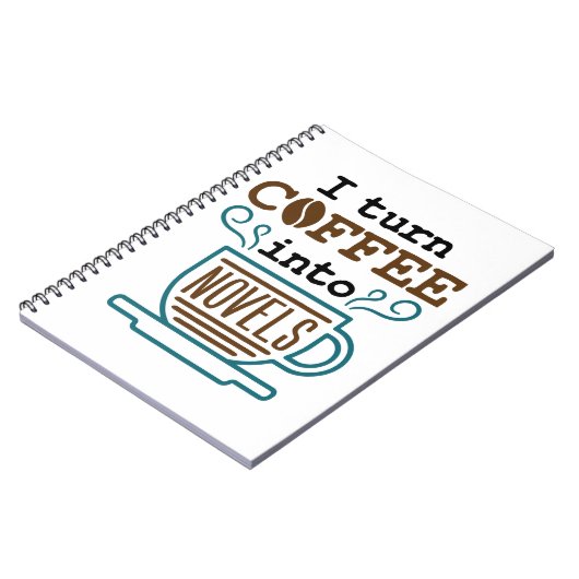 作家作家、小説家Iがコーヒーを小説に変える ノートブック (左側)