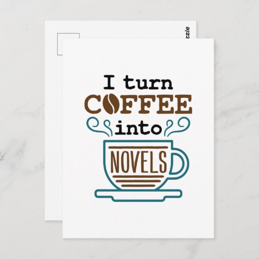 作家作家、小説家Iがコーヒーを小説に変える ポストカード (正面/裏面)