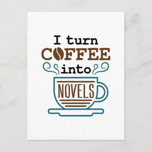 作家作家、小説家Iがコーヒーを小説に変える ポストカード (正面)