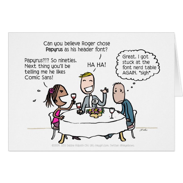 作家及びフォントの俗物のためのフォントのおたくのテーブルカード (正面横)