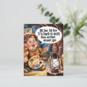 作家小人が仕事に戻る ポストカード (スタンド正面)