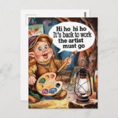 作家小人が仕事に戻る ポストカード (正面/裏面)
