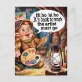 作家小人が仕事に戻る ポストカード (正面)