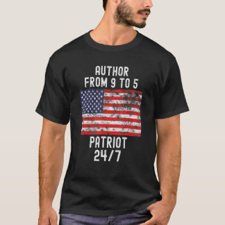作家愛国心7月4日米国国旗 Tシャツ