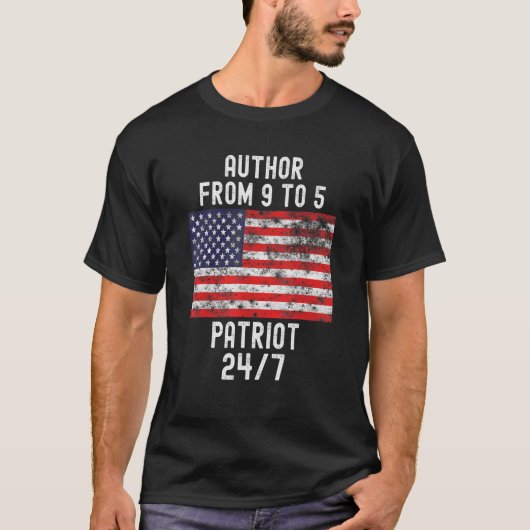 作家愛国心7月4日米国国旗 Tシャツ (正面)