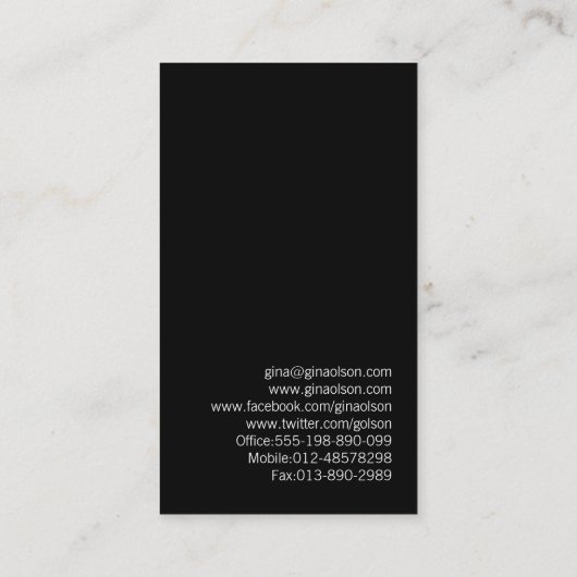 作家文学芸術エレガント金ゴールドフローラ渦 名刺 (裏面)