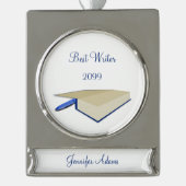 作家最高の本クリスマス飾り シルバープレートバナーオーナメント (正面)