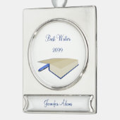 作家最高の本クリスマス飾り シルバープレートバナーオーナメント (左)