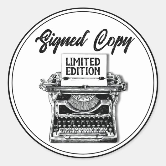 作家署名コピータイプライターホワイト ラウンドシール (正面)