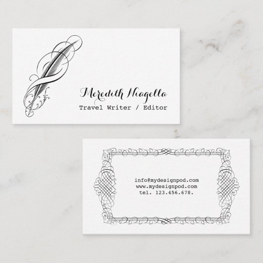 作家・クイル・ライター、編集者、エッセイスト 名刺 (正面/裏面)