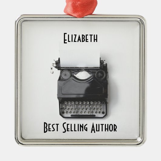 作家、ジャーナリスト、ブロガーのための古いタイプライター メタルオーナメント (正面)