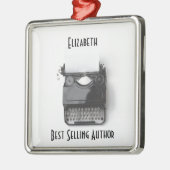 作家、ジャーナリスト、ブロガーのための古いタイプライター メタルオーナメント (左)