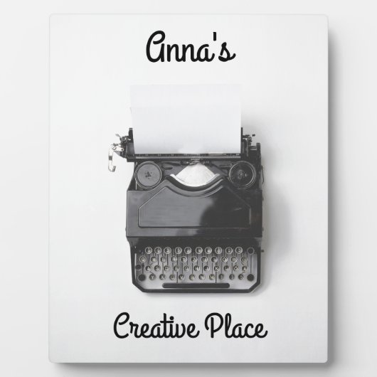 作家、ジャーナリスト、ブロガーの古いタイプライター フォトプラーク (正面)