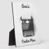 作家、ジャーナリスト、ブロガーの古いタイプライター フォトプラーク (側面)