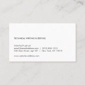 作家・ライター用鉛筆ビジネスカード 名刺 (裏面)